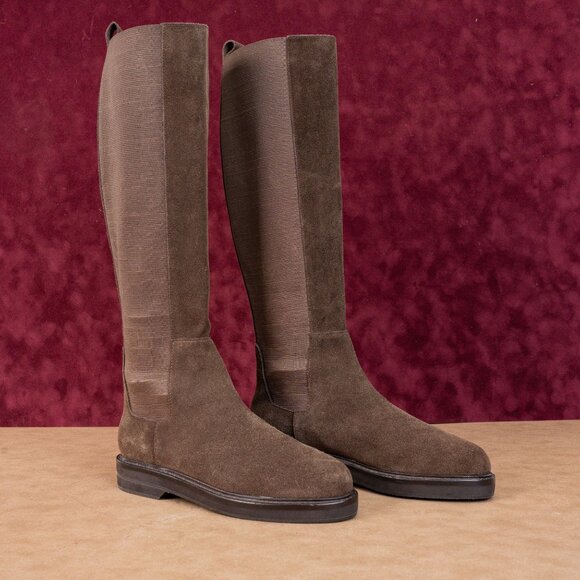 Donald J Pliner Wmn Naala Stretch Calf Brown Suede Slip Comfy Knee Boots sz 6.5 - Picture 1 of 10